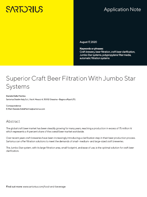 Filtracija craft piva s Jumbo Star sustavima - Sartorius Libra Elektronik