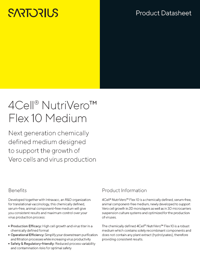 4Cell® NutriVero™ Flex 10 mediji za rast Vero stanica i proizvodnju virusa - Sartorius Libra Elektronik