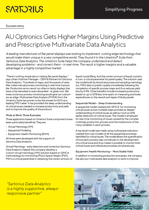 Uspješna priča: AU Optronics povećao maržu zahvaljujući multivarijatnoj analizi podataka - Sartorius Libra Elektronik