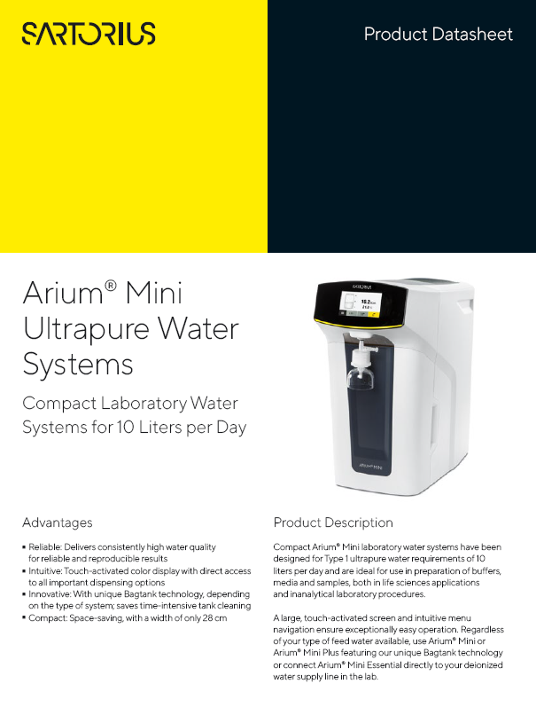 Arium® Mini sustavi za ultračistu vodu - Sartorius Libra Elektronik