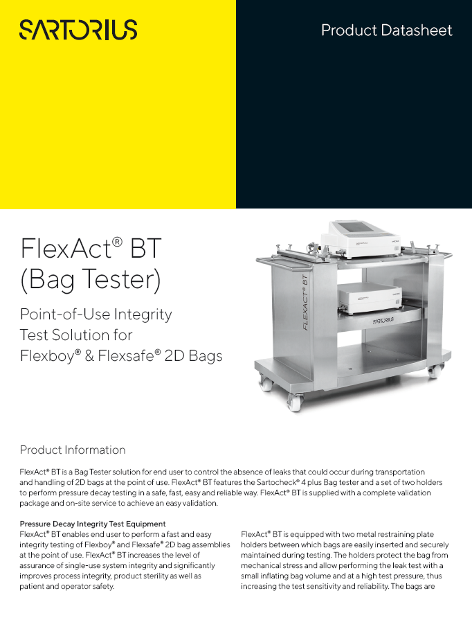 FlexAct® BT uređaj za ispitivanje integriteta vreća Flexboy® i Flexsafe® 2D  - Sartorius Libra Elektronik