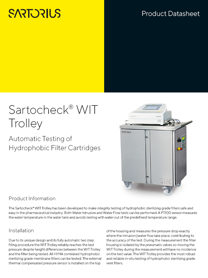 Sartocheck® WIT kolica za automatsko ispitivanje hidrofobnih filter uložaka - Sartorius Libra Elektronik