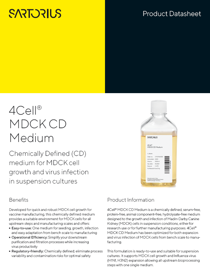 4Cell® MDCK CD mediji za rast stanica MDCK i infekciju virusom u suspenzijskim kulturama - Sartorius Libra Elektronik